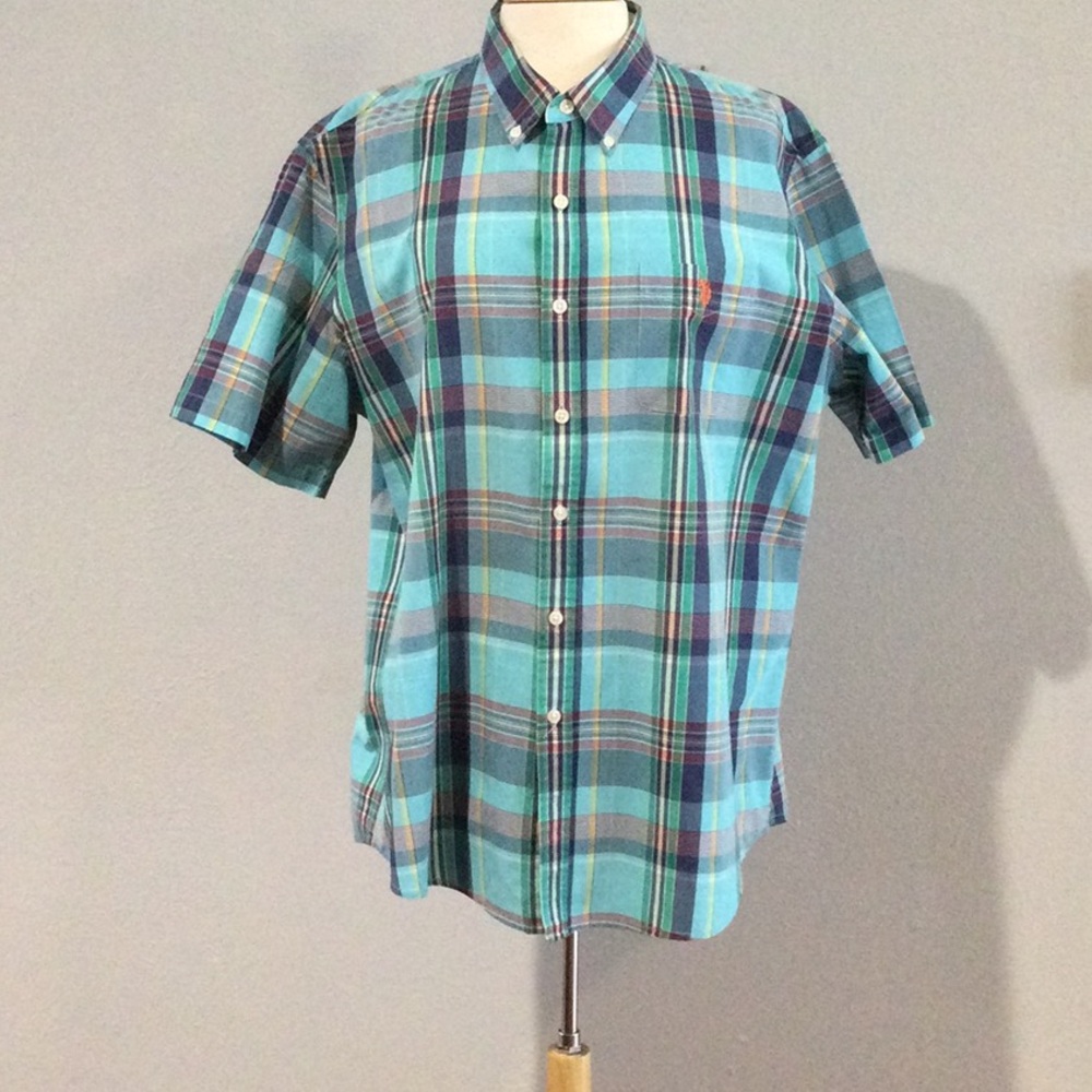 U.S. Polo Assn. Plaid Breast Pocket Collared Casual Button Down Shirt XL